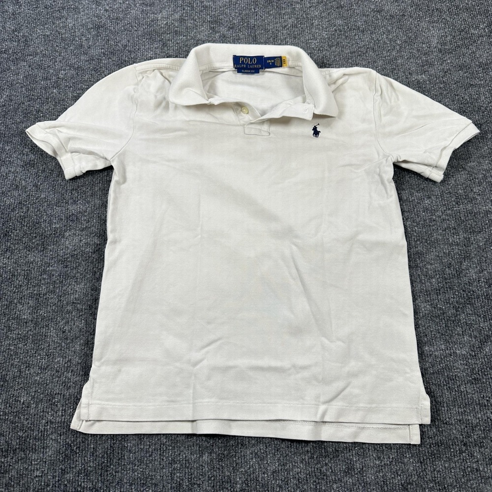 Polo Ralph Lauren Polo Shirt Boys Large 14-16 White Short Sleeve Pony Logo